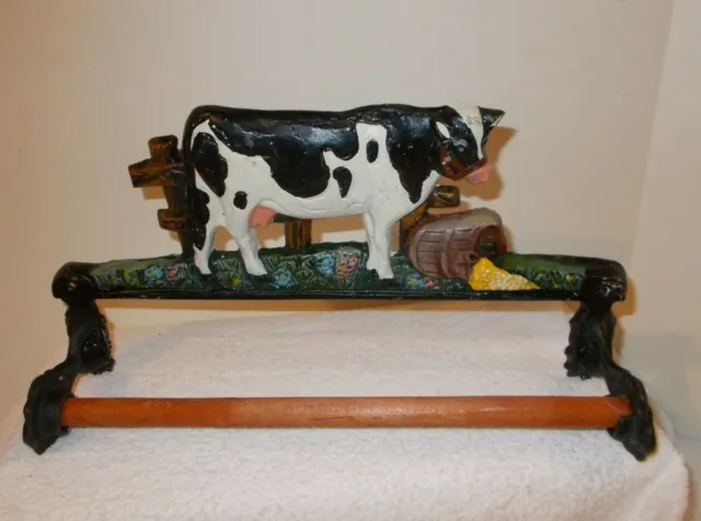 Cast Iron COW  BATHROOM or KITCHEN Towel Bar, Rustic Farmhouse Country 13" Long