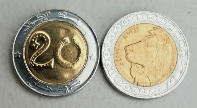 Algeria 20 Dinar bimetallic world coin 2017 KM# 125 ex bank roll UNC
