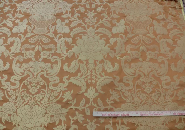 BY YARD Scalamandre Nashville 100 % Silk Damask,Copper & Antique Gold MSRP$279/Y