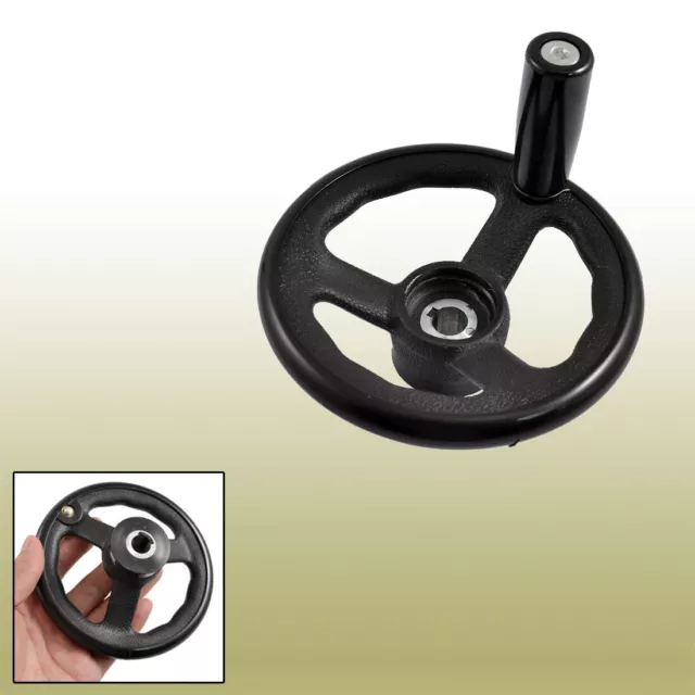 4.9" Diameter Milling Machine Hand Wheel Revolving Handle Black