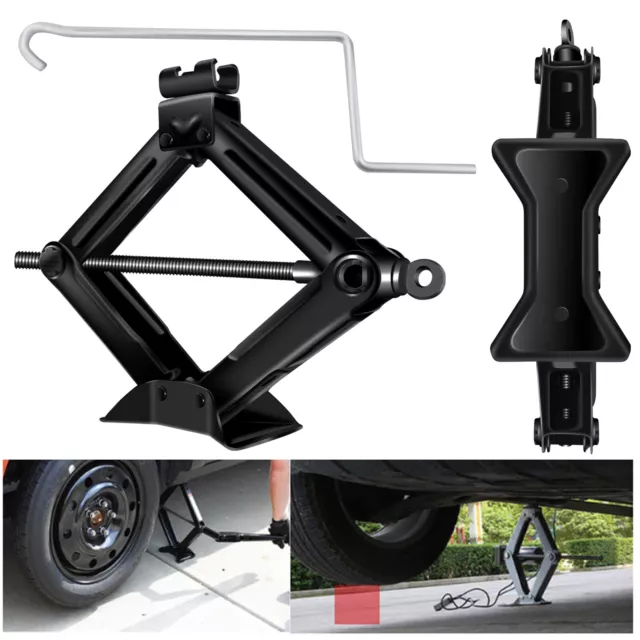 2 Ton Tonne Scissor Jack Lift Wind Up Car Van Garage Tool Black Uk Stock