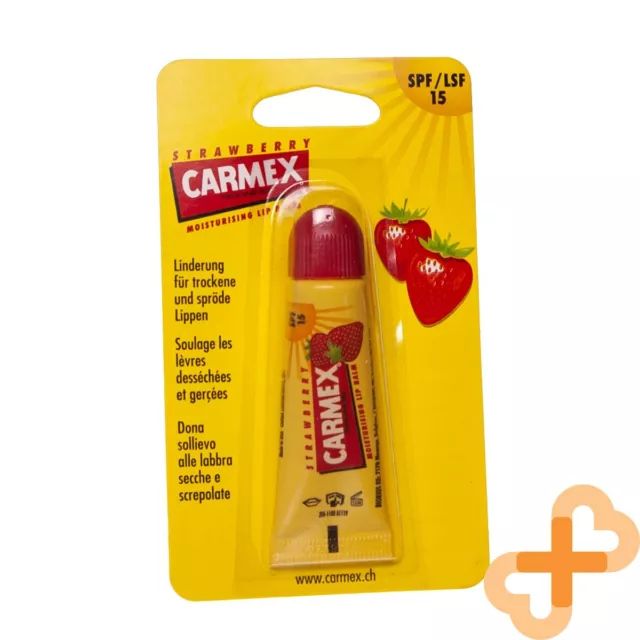 Carmex Tube Lèvre Baume Stawberry Parfum 10 G SPF15 Apaisant Hydratante Sec Lips