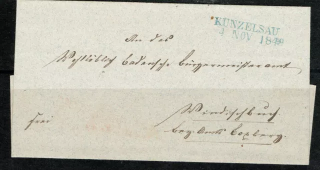 Vorphila Faltbrief Baden From Künzelsau L2 by The 4.11.1849 Nach Boxberg Read