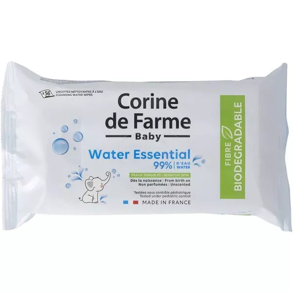 Corine de Farme 56 Lingettes Nettoyantes Biodégradables Water Essential -