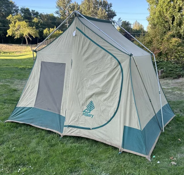 VINTAGE HILLARY CANVAS Tent 8x10 Four Person Cabin Family Ships Worldwide Vtg 249.00 PicClick