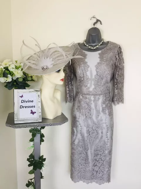 BNWT John Charles Small Size 14 Pearl Grey RRP £795 Mother of Bride Groom Dress