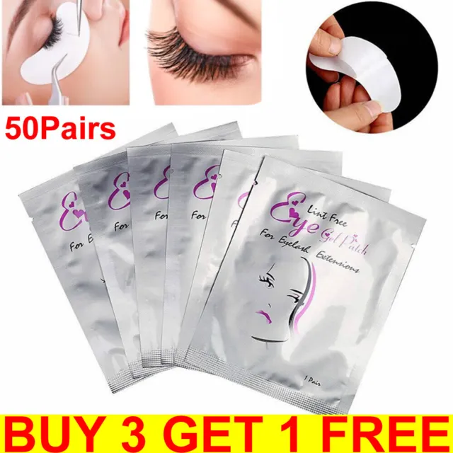 50 Pairs Eyelash Extension Under Gel Eye Pads Salon Lint Free Patches Make-Up