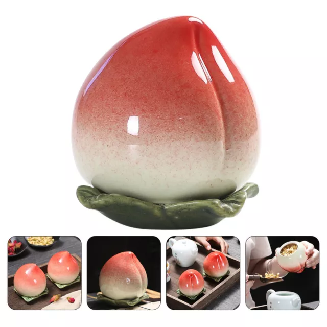 Ceramic Tea Canister Peach Shape Sealing Container for Food Storage-KK