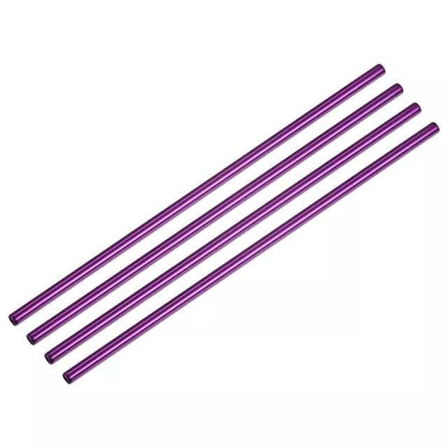 Reusable Metal Straws 4Pcs, Stainless Steel Straight Straw 10.5" Long - Purple