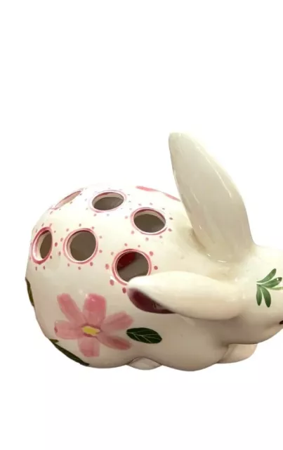 Vtg 1982 Fitz & Floyd Handpainted Figurine Bunny Rabbit Pen Pencil Holder Vase 2