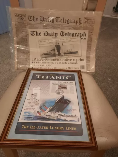 RMS Titanic Signed By Millvina Dean & Daily Telegraph Commemorative Reprint