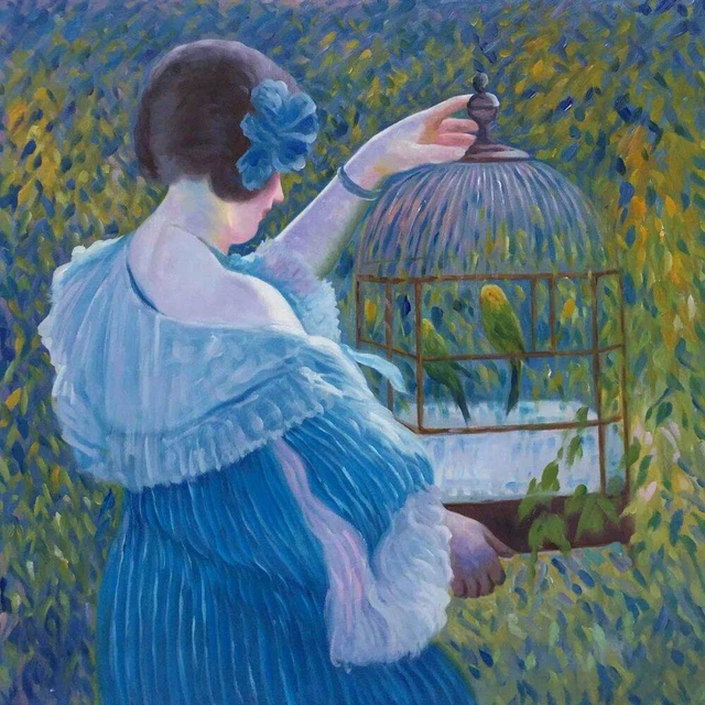 portrait femme tableau peinture huile sur toile / Hand Painted Painting w