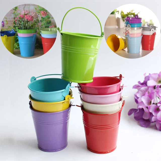 Oval Verzinkt Pflanzer Suspension Blumentopf Garten Hängen Eimer 8