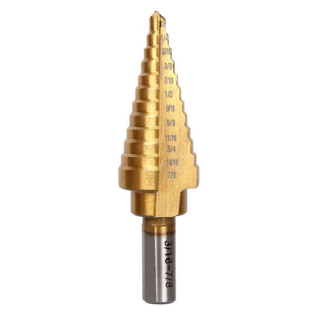 Hyper Tough 12-Step Drill Bit Split Point Titanium Coated 3/16 - 7/8-Inch