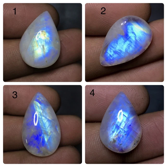 Supreme ! Natural Rainbow Moonstone Fire Cabochon  Loose Top Gemstone  AAA+ 10