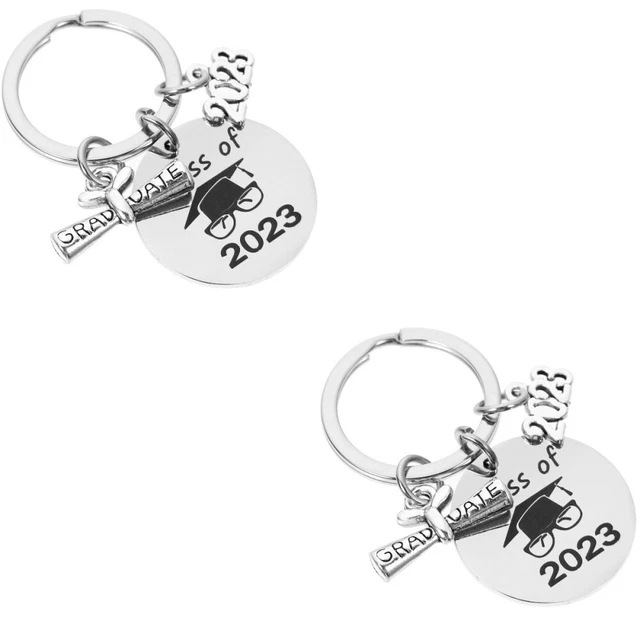 2 PCS Trousseau Académique Porte-clés En Métal Pendentif En Acier Inoxydable 5