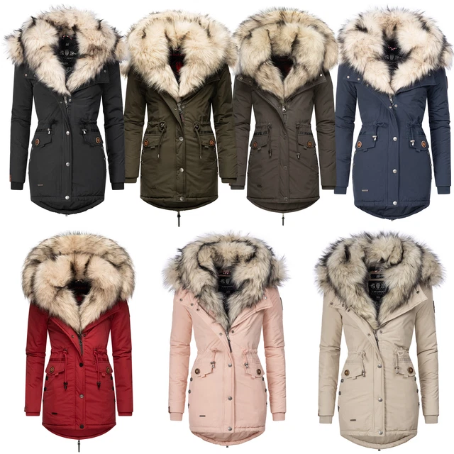 Navahoo Sweety Femmes Hiver Parka Manteau Veste Fausse Fourrure Double Capuche
