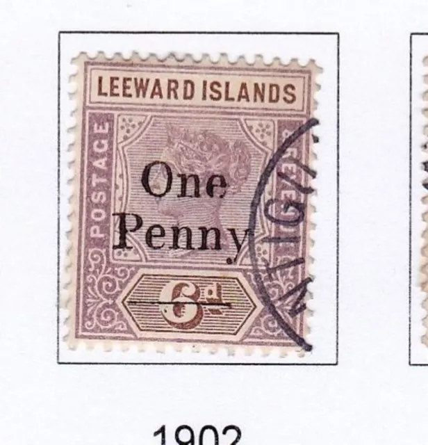 Leeward Islands 1902 1d on 6d  (J617b)