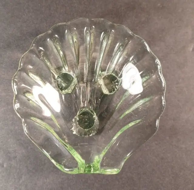 Cambridge Glass Caprice 3” Footed Shell 1930's Green Trinket Dish