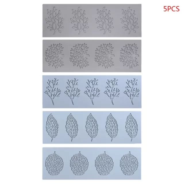 5pcs/set Coral Leaf Lace Mat Cake Mold Sugar Craft Silicone Pad Fondant Mould