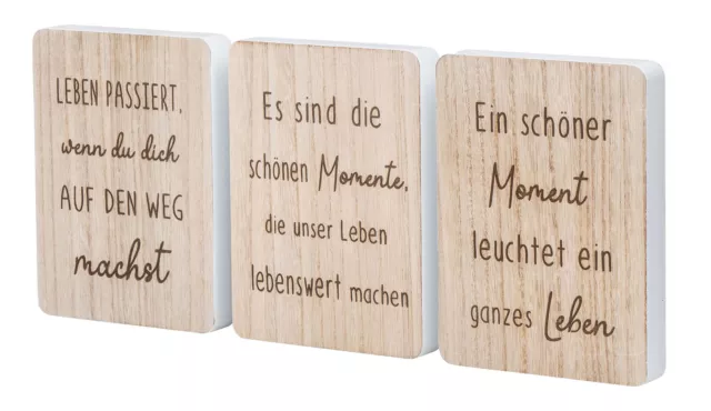 Decorazione Rialzo Scudo H20cm 3er Set Deko-Tafel MDF Legno Natura Detto Momente