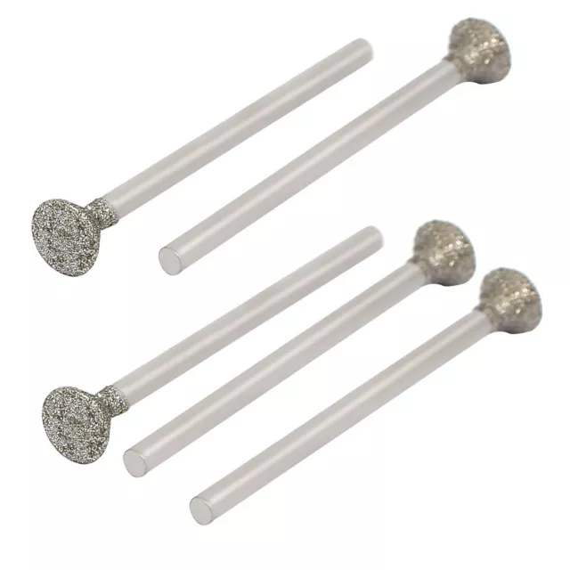 2.35mm Shank 6mm Dia Disc Shape Head Grinding Diamond Mounted Points 5pcs