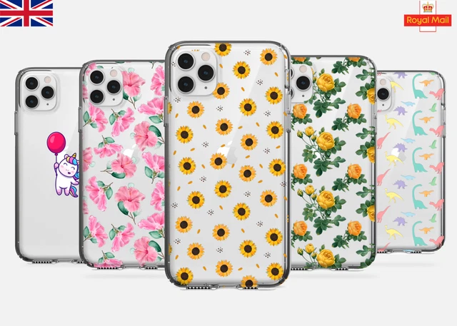 Personalisierte Blumen Silikon Handyhülle iPhone 11 12 13 Pro Max Mini 7 XR X - UK
