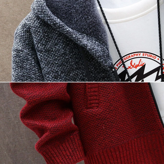 Mens Fashion Warm Fleece Lined Hooded Hoodie Winter Jacket Sweatshirt Coat 7