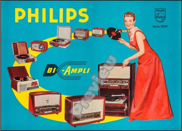 Phillips Appliances 1957 Vintage French Advert Print Poster Wall Art Picture A4