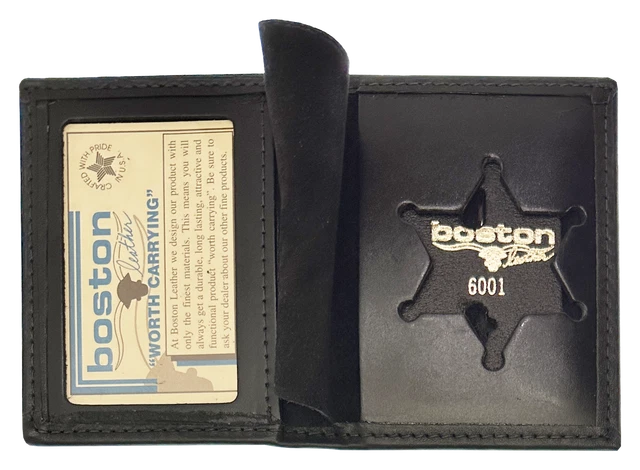 BOSTON LEATHER BOOK STYLE BADGE CASE: Illinois State Police Star Cutout (100-...