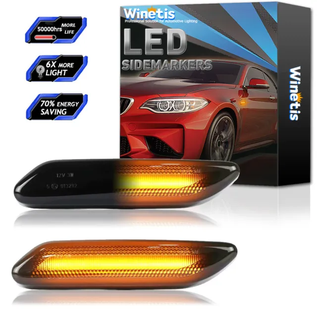 For 2011-2016 MINI Cooper R60 R61 Amber LED Smoked Signal Side Marker Lights 2Pc