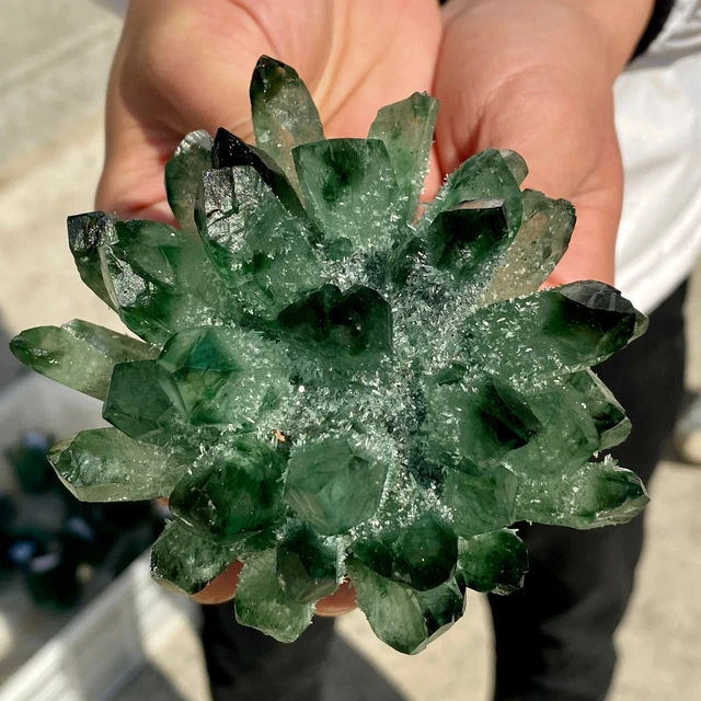 430G New Find Green Phantom Quartz Crystal Cluster Mineral Specimen Healing.