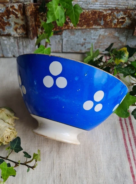 Bol Ancien De Grand-mère - Marque Sacavem, Céramique, H 7.5 Cm - Occasion Avec Petites Imperfections
