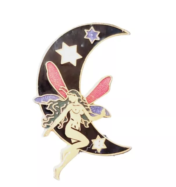 Half Moon Crescent Fairy Vintage Style Brooch