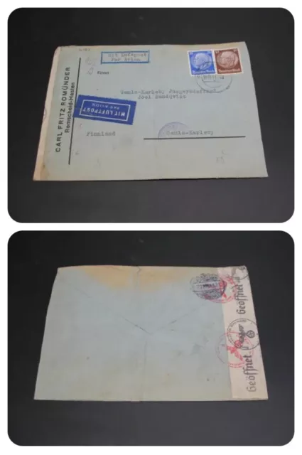 Germany 🇩🇪 Dt.Reich Cover 1941 Nazi Stempel Censored Remscheid to Finland Rare