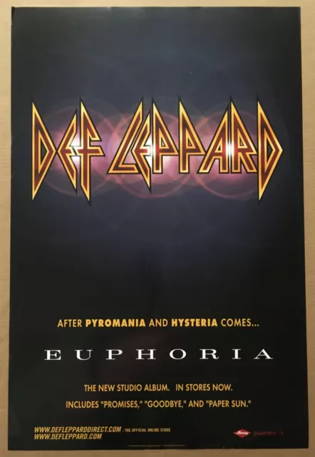 DEF LEPPARD Rare VINTAGE 1999 Big 24x36 PROMO POSTER 4 Euphoria CD Never Display