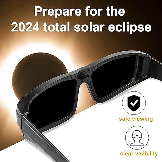 Solar Eclipse Glasses,2024 CE and ISO Certified,Durable Plastic Eclipse Glasses