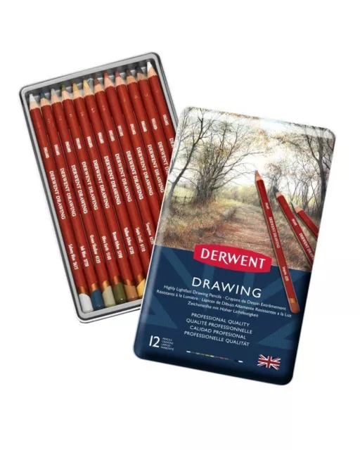 Derwent Dibujo Artistas Profesional Suave Lápices de Colores 12 Lata Set