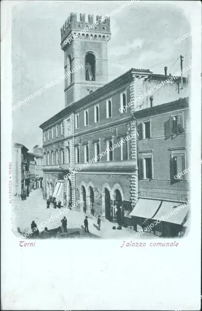 ce425 cartolina terni citta' palazzo comunale inizio 900 umbria