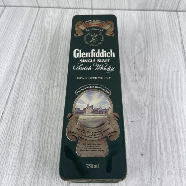 Glenfiddich Single Malt 100% Scotch Whisky Advertising Tin w/Printed Insert READ