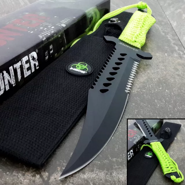 12" TACTICAL SURVIVAL Rambo Full Tang FIXED BLADE KNIFE Hunting w/ SHEATH Zombie