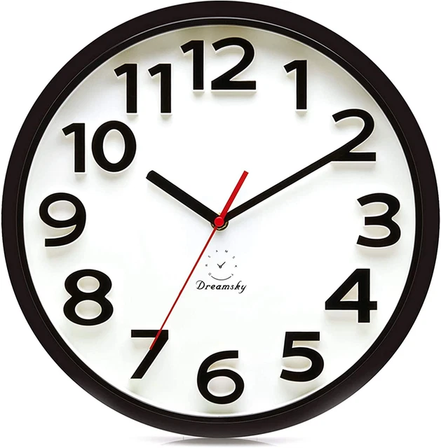 13 Inches Large Wall Clock, Non-Ticking Silent Quartz Decorative Clocks, Battery