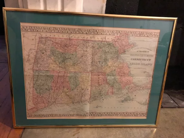 Original Massachusetts, Connecticut and Rhode Island Mitchell Map 1878