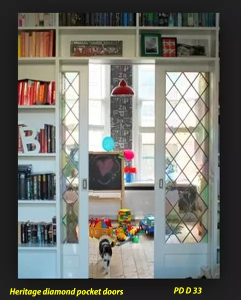 Diamond Leaded Glass Doors with  Raised bottom panel