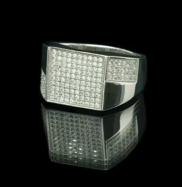 Men's Pave Set Engagement Expensive Ring 2.6 Ct Simulated Diamond 14K White Gold