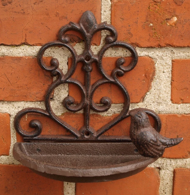 Vogelfutterschale Gusseisen Wandfutterschale Vogeltränke Gartendeko 17,5x17,5cm