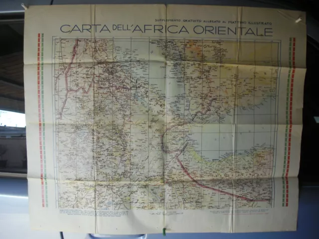 cartina geografica AFRICA ORIENTALE supplemento al MATTINO di napoli anni '30