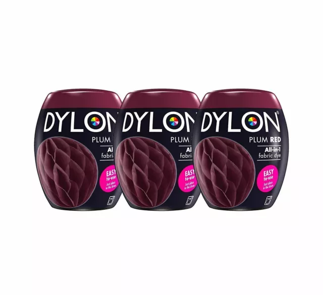 3 Dylon Machine Fabric Clothes Dye Textile Permanent Colour 350G PLUM RED