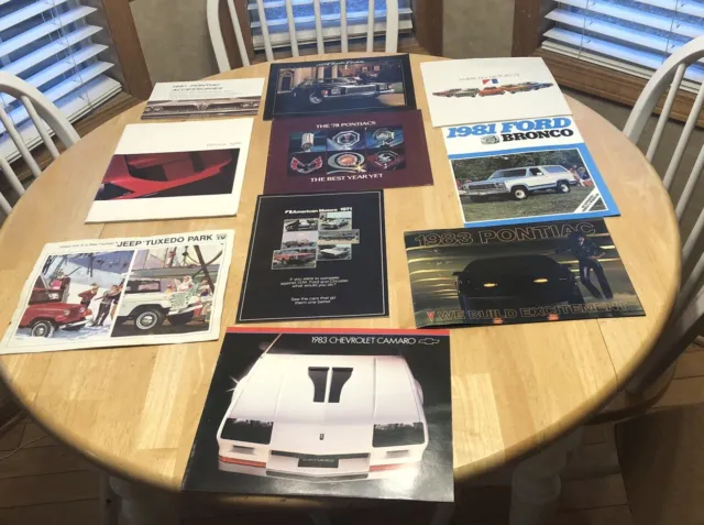 Vintage lot 10 Car Dealer Sales Brochures, Jeep, Chevy, Ford, Pontiac Free 🚢