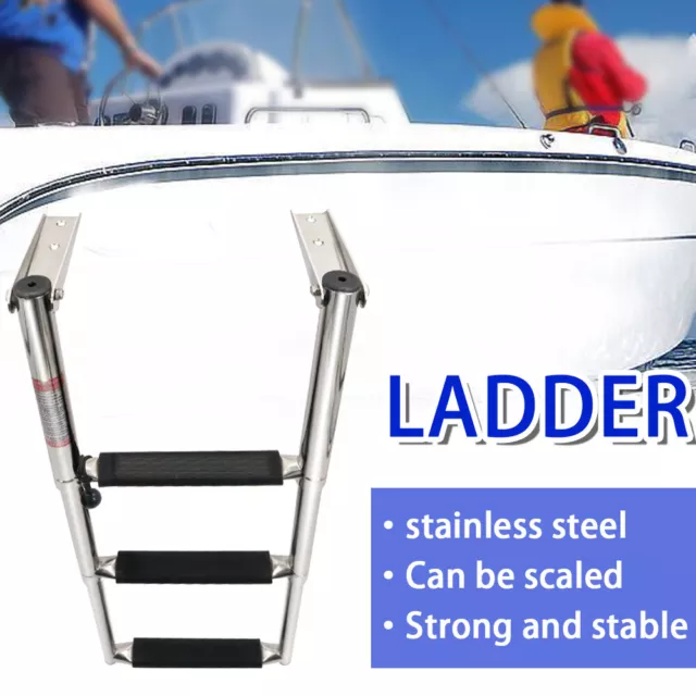 3 Step Ladder Stainless Steel Boat Upper Platform Telescoping Swim Yacht Marine